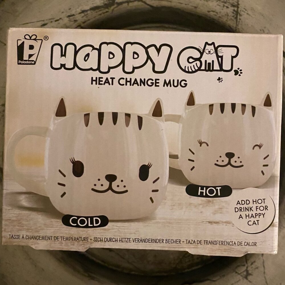 Paladone Happy Cat Heat Change to Happy Face Mug Design in the UK Made in China